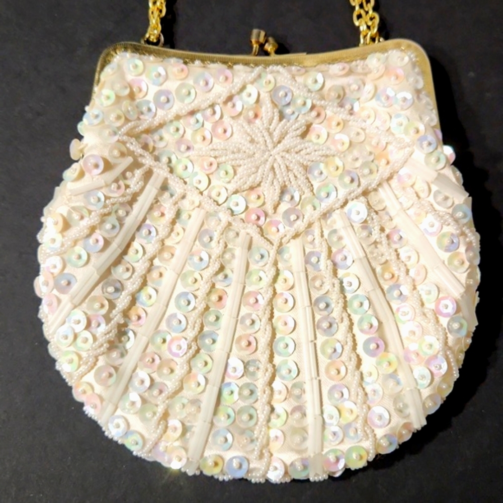 Vintage Beaded Iridescent Sequined Evening Bag - Picture 2 of 13